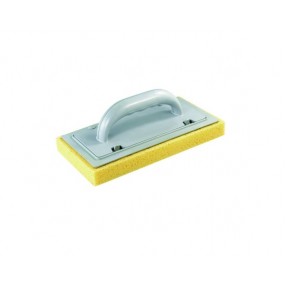 Yellow sponge plastic handle rubber finishing trowel