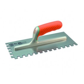 Stainless steel finishing trowel welded left toothed very light ergonomic handle Eccelsa